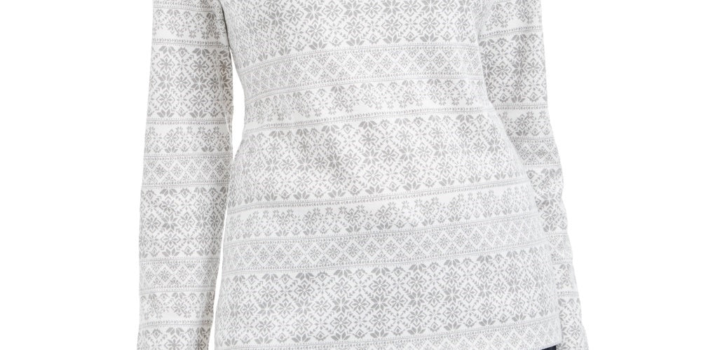 Karen Scott - Blusa feminina de gola alta estampada Fair Isle, branca, tamanho pequeno