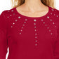 Karen Scott Top Feminino de Algodão com Ilhós e Ferragens, Vermelho, Tamanho Pequeno