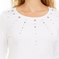Karen Scott Top Feminino de Algodão com Ilhós e Ferragens, Branco, Tamanho Pequeno