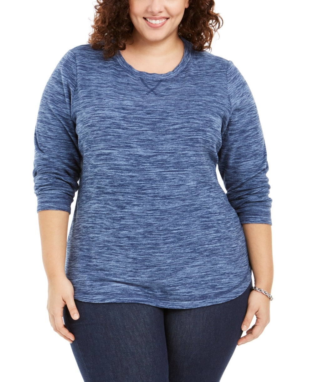 Karen Scott Blusa Plus Size Feminina de Microfleece Marrom Tamanho 0X