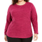 Karen Scott Blusa Plus Size Feminina Microfleece Marmorizada Roxa Tamanho 0X