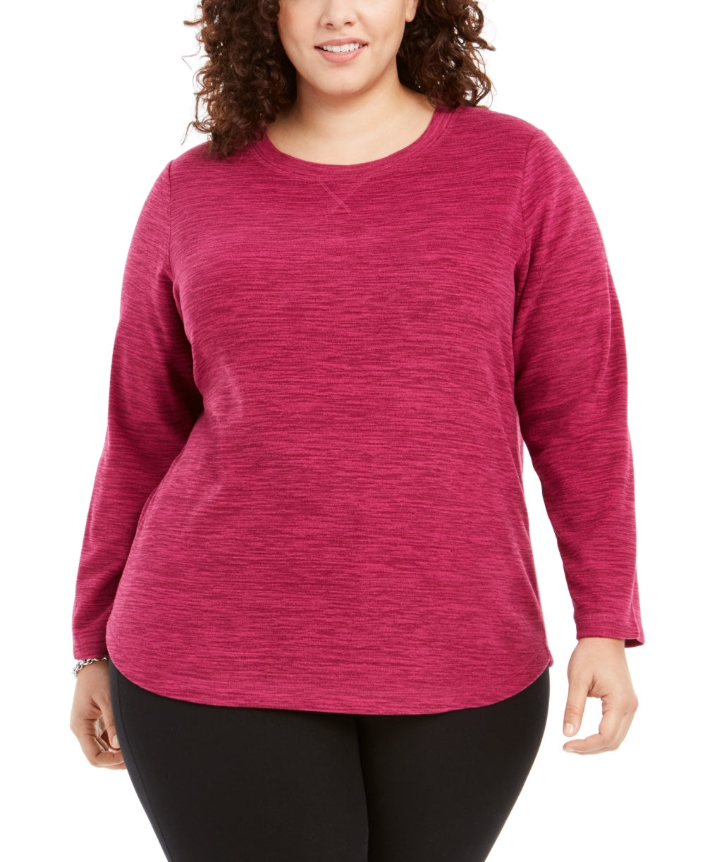 Karen Scott Blusa Plus Size Feminina Microfleece Marmorizada Roxa Tamanho 0X