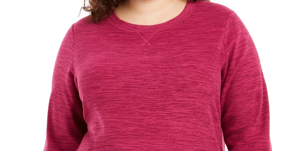 Karen Scott Blusa Plus Size Feminina Microfleece Marmorizada Roxa Tamanho 0X