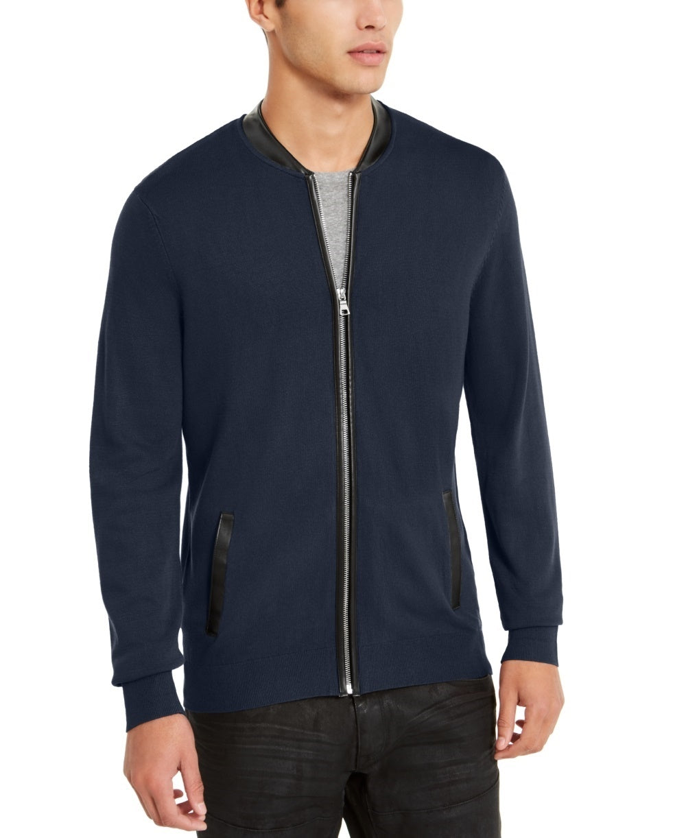 Cardigan masculino com zíper frontal da INC International Concepts, azul escuro, tamanho grande