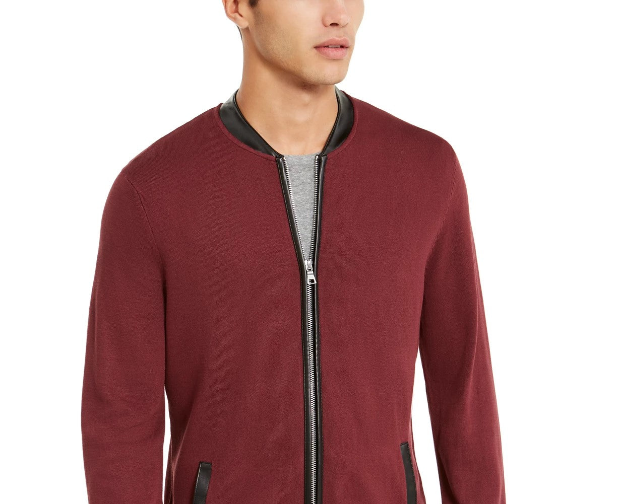 Cardigan masculino com zíper frontal da INC International Concepts, vermelho, tamanho XS