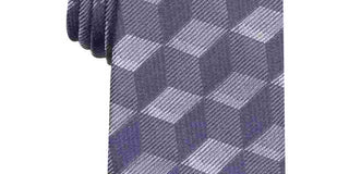 Gravata geométrica masculina Alfani Alden Silk Blend, cinza, tamanho regular