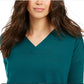 Suéter túnica feminino com decote em V estilo &amp; co, verde, tamanho extragrande