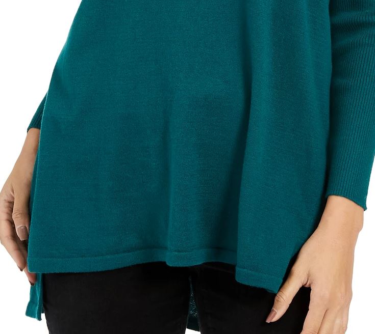 Suéter túnica feminino com decote em V estilo &amp; co, verde, tamanho extragrande