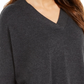 Suéter túnica feminino com decote em V estilo &amp; co, cinza escuro, tamanho médio