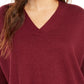 Suéter túnica feminino com decote em V, estilo &amp; co, vermelho, tamanho médio