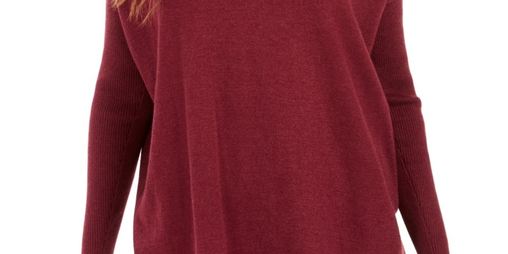 Suéter túnica feminino com decote em V, estilo &amp; co, vermelho, tamanho médio