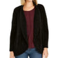 Cardigan Feminino de Gola Xale em Chenille Estilo &amp; Co Preto Tamanho Pequeno XS