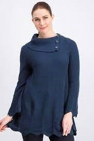 Suéter canelado com bainha recortada feminino Style &amp; Co, azul, tamanho pequeno