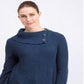 Suéter canelado com bainha recortada feminino Style &amp; Co, azul, tamanho pequeno