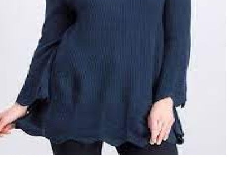 Suéter canelado com bainha recortada feminino Style &amp; Co, azul, tamanho pequeno