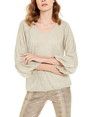 Top bolha metálico feminino Alfani amarelo tamanho pequeno extragrande