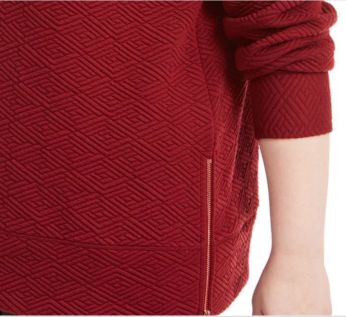 Ideology Plus Warm Up Moletom com capuz e zíper lateral feminino vermelho tamanho 2X