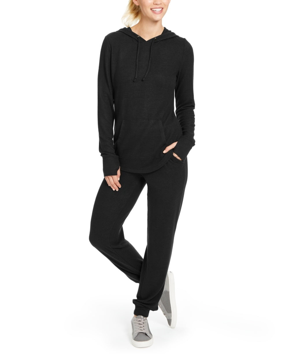 Ideologia Moletom feminino com capuz confortável, preto, tamanho pequeno