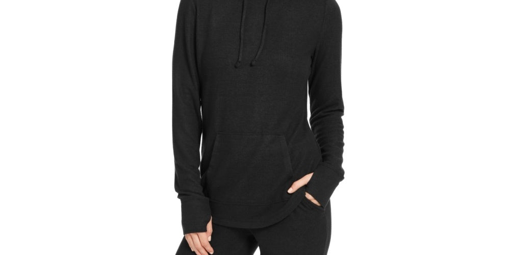 Ideologia Moletom feminino com capuz confortável, preto, tamanho pequeno