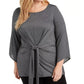 Top feminino Alfani Plus Size metálico com amarração frontal cinza escuro tamanho 1X