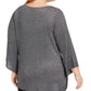 Top feminino Alfani Plus Size metálico com amarração frontal cinza escuro tamanho 1X