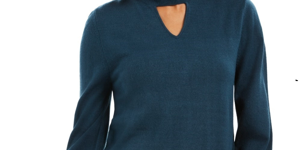 Suéter feminino estilo &amp; co com decote careca e abertura nas costas, azul, tamanho XX-G