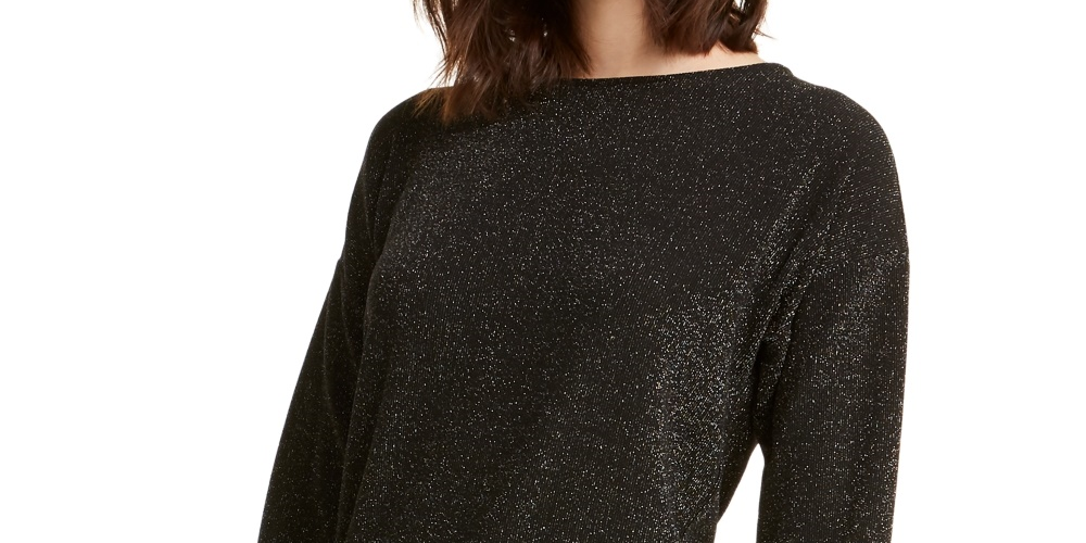 Top peplum metálico feminino Alfani, preto, tamanho XX-G