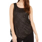 Top feminino Alfani com bainha pontuda metálica, preto, tamanho X-G