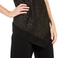 Top feminino Alfani com bainha pontuda metálica, preto, tamanho X-G