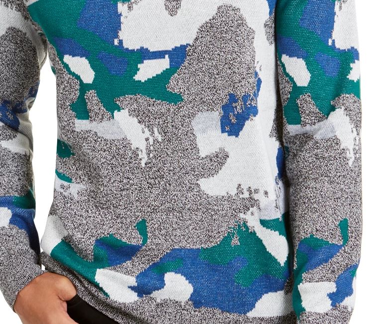 Suéter masculino Alfani Abstract Jacquard com gola redonda, verde, tamanho médio