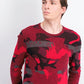 Suéter masculino Alfani Abstract Jacquard com gola redonda, vermelho, tamanho pequeno