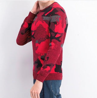 Suéter masculino Alfani Abstract Jacquard com gola redonda, vermelho, tamanho pequeno