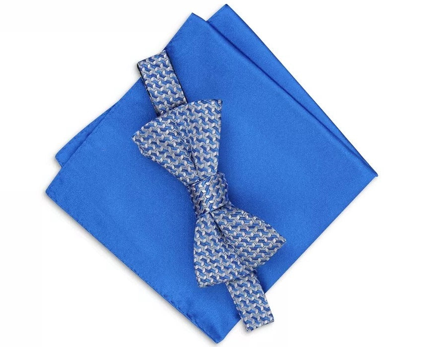 Gravata borboleta Alfani masculina Murphy Pocket Square de 2 peças, azul escuro, tamanho regular