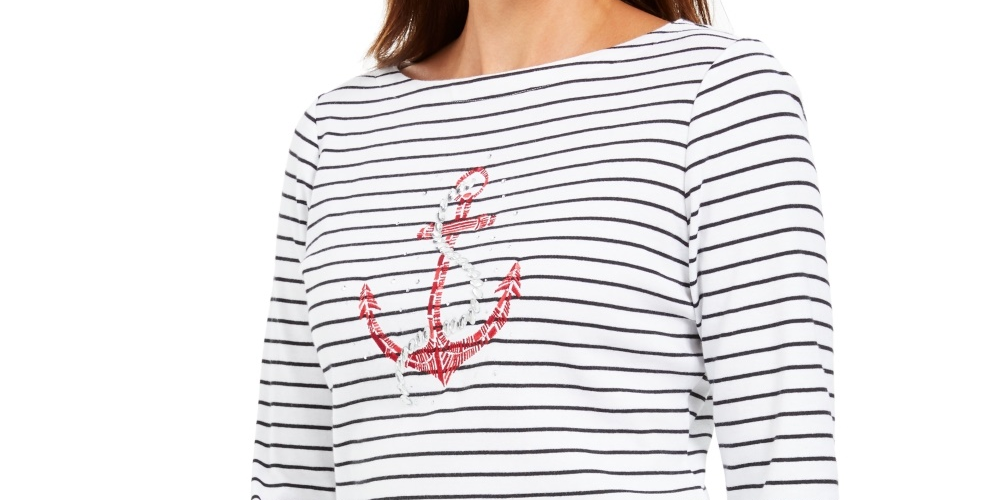Karen Scott Top Feminino com Tachas e Âncora Vermelho Tamanho P