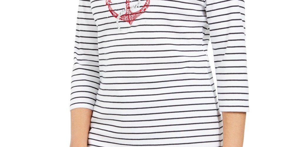 Karen Scott Top Feminino com Tachas e Âncora Vermelho Tamanho P