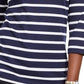 Camiseta feminina listrada com decote canoa Karen Scott, azul, tamanho pequeno grande