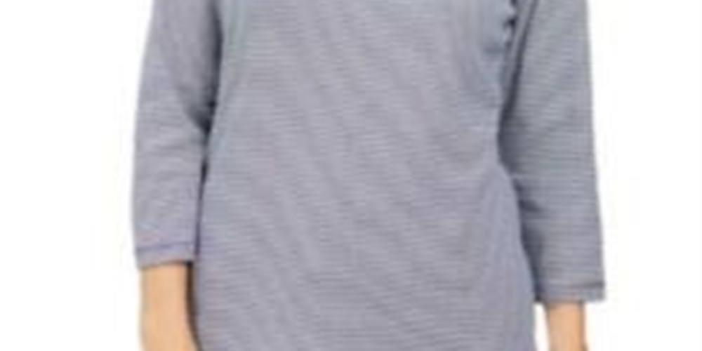 Karen Scott Top Feminino de Algodão com Ilhós Azul Marinho Tamanho XS