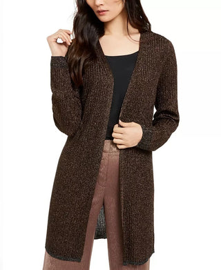 Cardigan metálico canelado feminino Alfani laranja tamanho médio