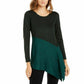 Blusa Alfani Feminina Assimétrica Colorblocked Shimmer Verde Tamanho Grande