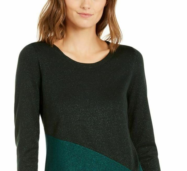 Blusa Alfani Feminina Assimétrica Colorblocked Shimmer Verde Tamanho Grande