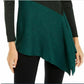 Blusa Alfani Feminina Assimétrica Colorblocked Shimmer Verde Tamanho Grande