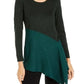 Blusa Alfani Feminina Assimétrica Colorblocked Shimmer Verde Tamanho Médio