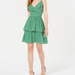 Vestido estampado com babados Bar III feminino, verde, tamanho 8