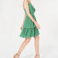 Vestido estampado com babados Bar III feminino, verde, tamanho 8