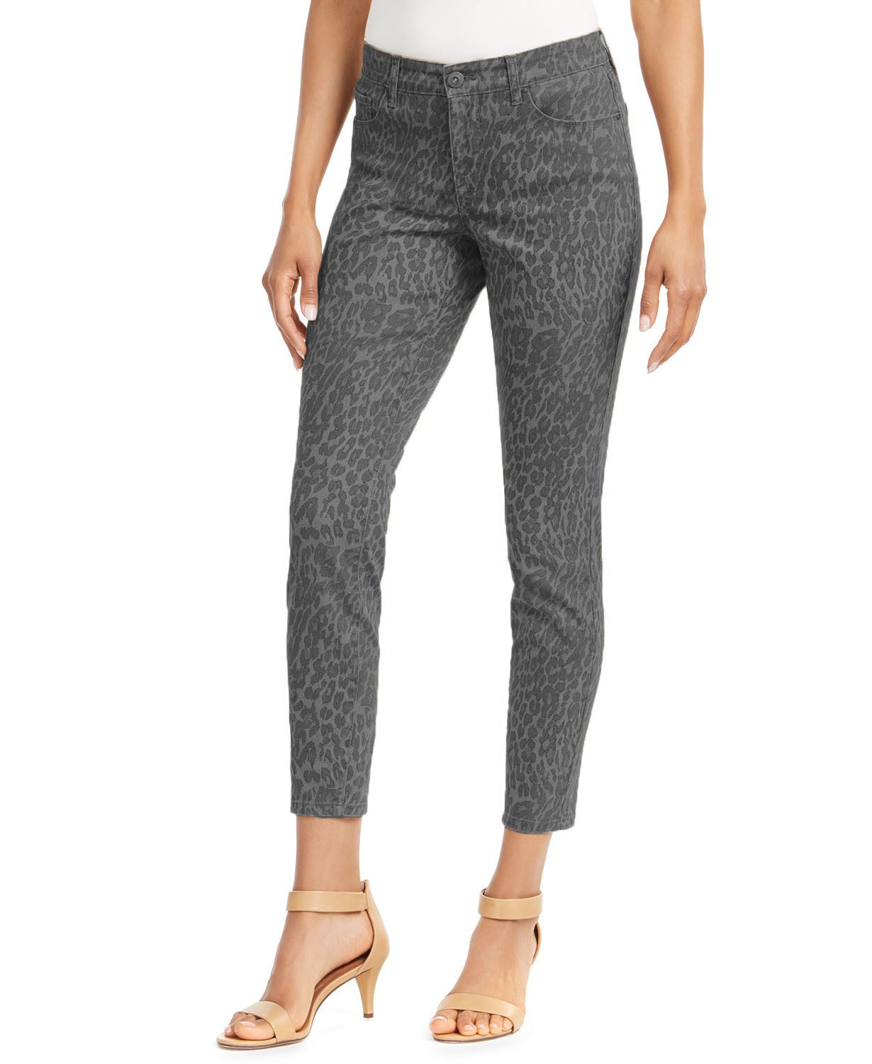 Calça jeans skinny estampada feminina Style &amp; Co Curvy-Fit cinza tamanho QUADRADO 18