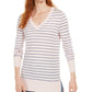 Suéter feminino listrado skinny Maison Jules, rosa, tamanho grande