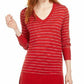 Suéter feminino listrado skinny Maison Jules vermelho brilhante tamanho grande