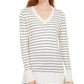 Suéter feminino listrado skinny Maison Jules, branco, tamanho X-S