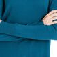 Suéter feminino Maison Jules com decote em V, azul, tamanho grande