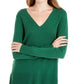 Suéter feminino Maison Jules com decote em V, verde, tamanho grande